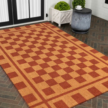 Harper Classic Farmhouse Checkerboard Coir Area Rug